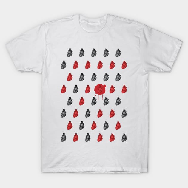 Bloody Heart Pattern T-Shirt by thejoyker1986